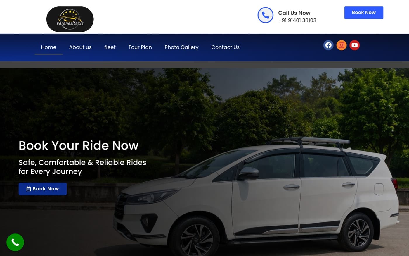 Varanasi Taxis website preview